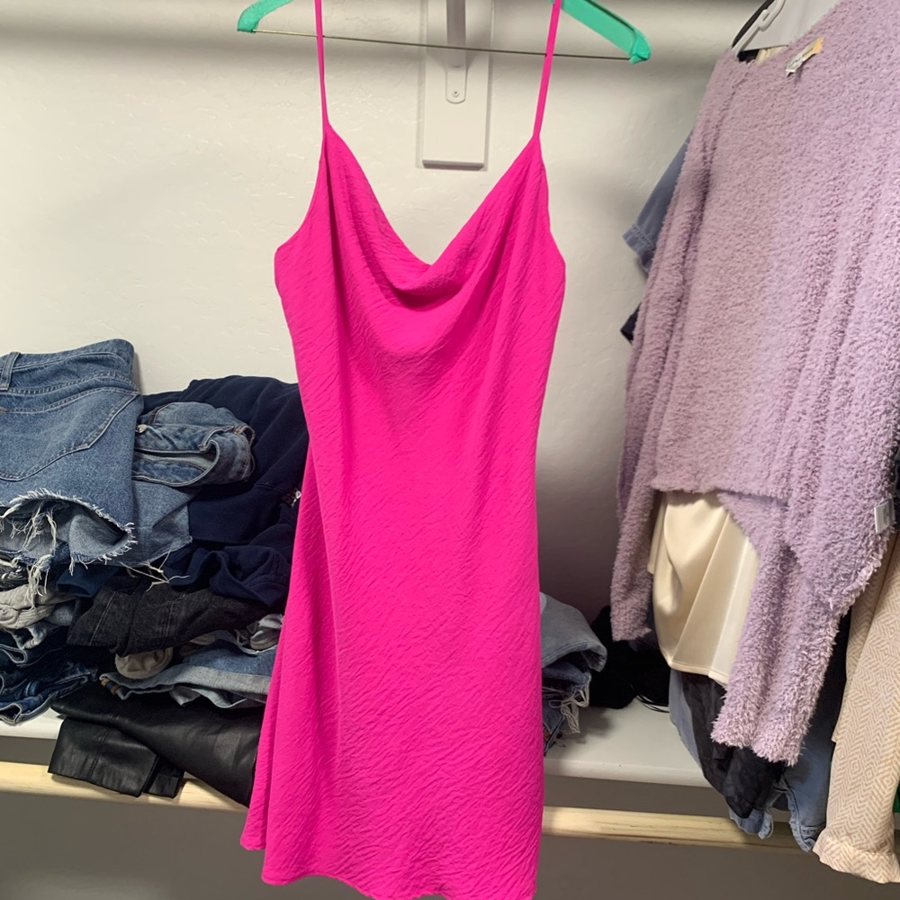 Pink cowl neck dress